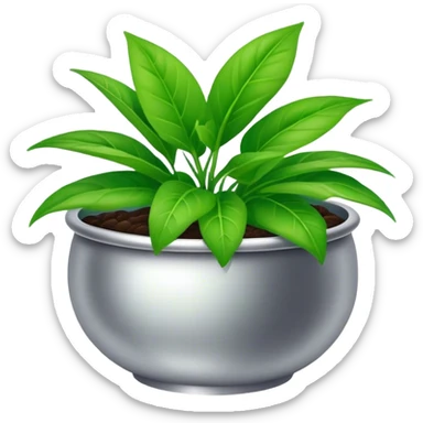 green plant in silver bowl sticker
