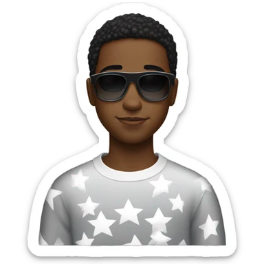 black boy with white star jumper y2k sunglasses  sticker
