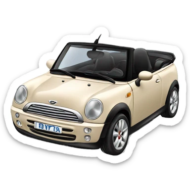 Beige Mini Cooper convertible sticker