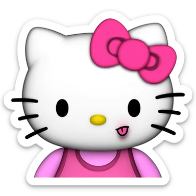 Hazme un emoji de hello kitty qué pueda copiar y pegar para una historia de ig, es un emoji de una hello kitty o así haciendo la boca tirando un besito sticker