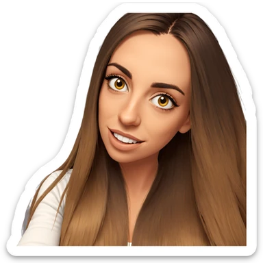 smiling girl with long hair sticker