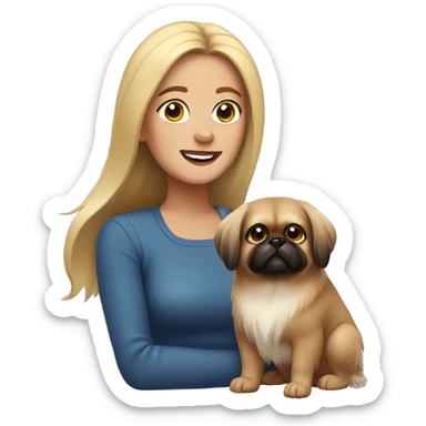 Women with Pekingese sticker
