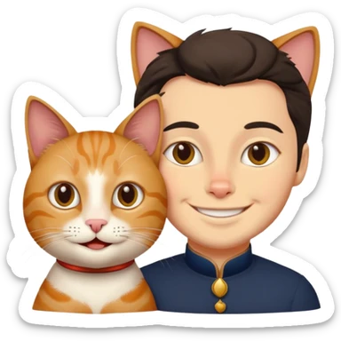 Cat and Pushkin stay together  sticker