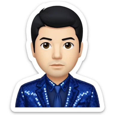 Chino Moreno with black hair, navy blue sequin outfit  sticker