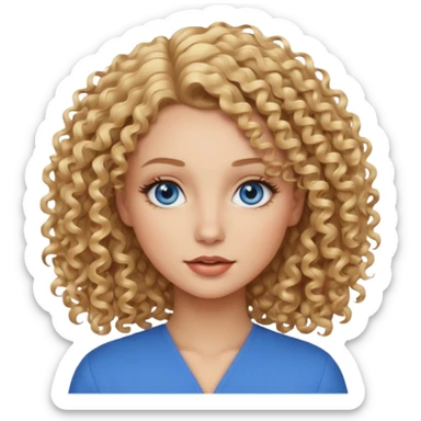 blondynka krecone wlosy i niebieskie oczy obrysowane usta na jasny braz sticker