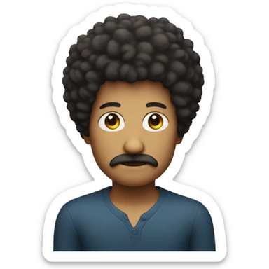 serious man with afro and no moustache sticker