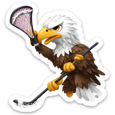 Eagle playing lacrosse sticker