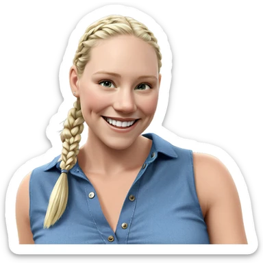 smiling girl with blonde braid sticker