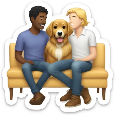 Wide gay couple with golden retriever sticker