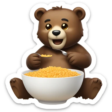 Bear eating a bowl of cereals sticker