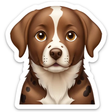 photorealistic brown Labrador retriever with spotted calico pattern, detailed fur texture, lifelike eyes sticker