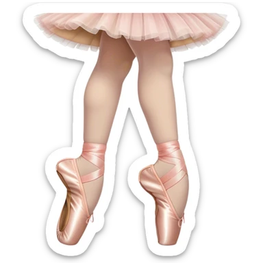 Humanless emoji for Ballet: close-up of key ballet attributes like a pair of pointe shoes, a tutu, and a ballet barre. The icon should capture the elegance and precision of ballet, with a focus on these iconic elements. Transparent background. sticker