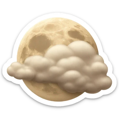 beige realistic moon and beige cloud sticker