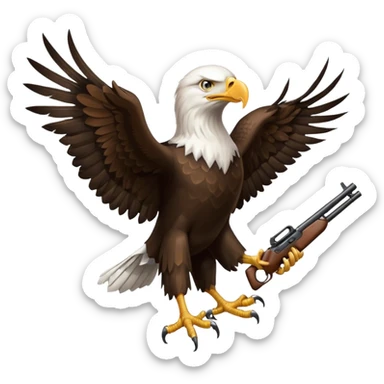 Bald eagle holding rifle  sticker