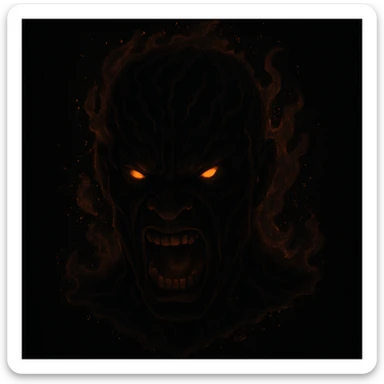 Make the red, angry, plasma-like humanoid monster darker, keeping the glowing effect sticker