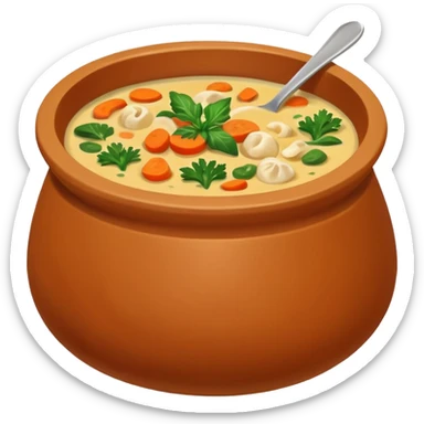 soup in clay, no spoon sticker