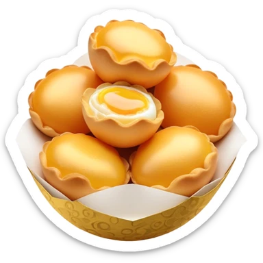 3D rendered authentic Hong Kong 鸡蛋仔 (egg puffs) being held in paper, traditional egg-shaped bubble pattern, vibrant golden color, hyper-realistic texture, glossy bubbles, detailed surface sticker
