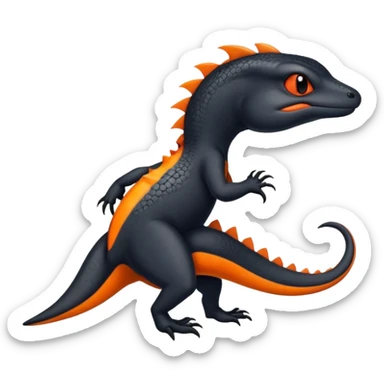 A black Salandit-Quilava-newt-hybrid-Fakémon-creature with orange belly sticker