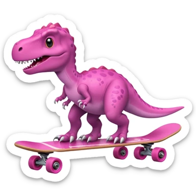 Dinosaur on a skateboard in pink  sticker