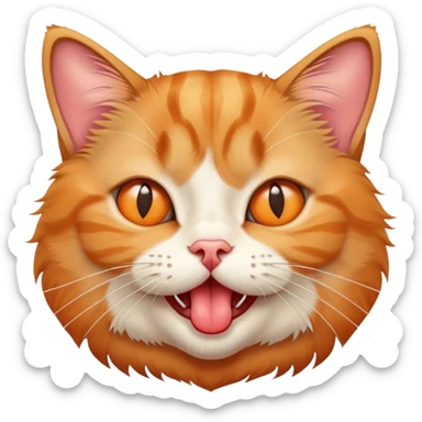 cute cross-eyed cat with tongue sticking out, silly expression sticker