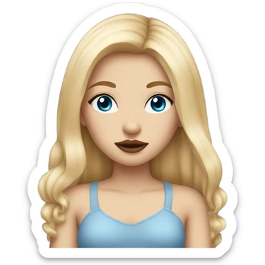 Girl with big lips straight blond hair Eyeliner and Piercing Blue eyes sticker