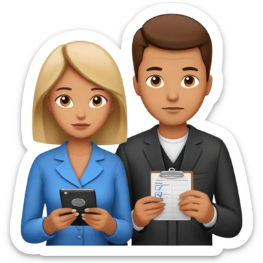 modern looking husband and wife avatars looking down at the check list sticker