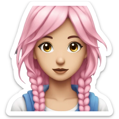 anime girl woman beatiful with pink eys and blye eyes sticker