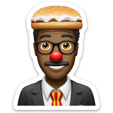 Burger King manager with a clown nose sticker