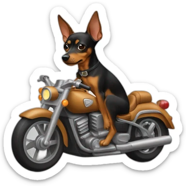 caramel-color-pinscher-dog-driving-a-motorcycle sticker