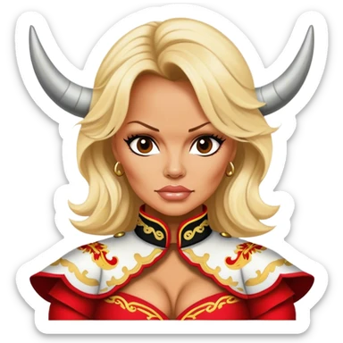Pamela Anderson as a bull fighter sticker