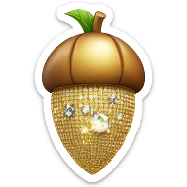 a sparkling diamond acorn, with stem of gold sticker