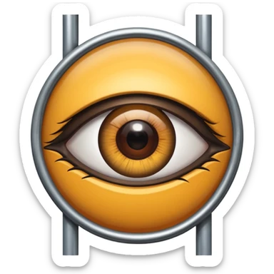 Large eye behind metal bars. sticker