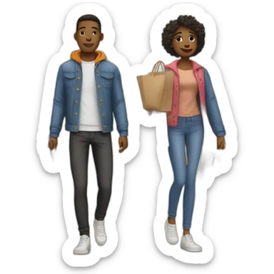 two friends on a shopping trip sticker