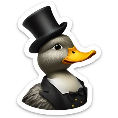 Duck with a top hat sticker