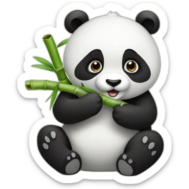 panda eating bamboo sticker