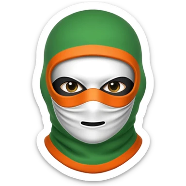 Can you give me a balaclava emoji but the balaclava has a Irish tricolour design sticker