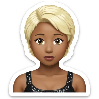 Cynthia Erivo with blonde hair, black sequin crop top sticker