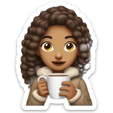 lightskin girl with hot coco in her hand sticker