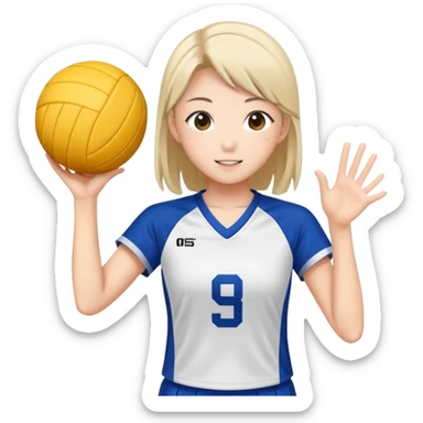 Japanese high school girl in sports uniform playing volleyball sticker
