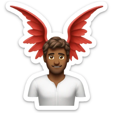 Angel and the devil sitting on a brown haired man’s shoulders sticker