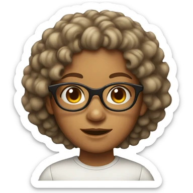 Curly head girl with a tan with clear glasses sticker