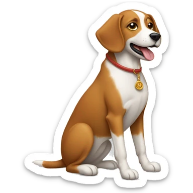 Dog showing text  “Bol Bhandari” sticker