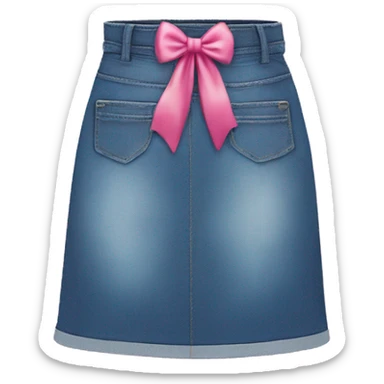 Denim skirt with pink bow sticker