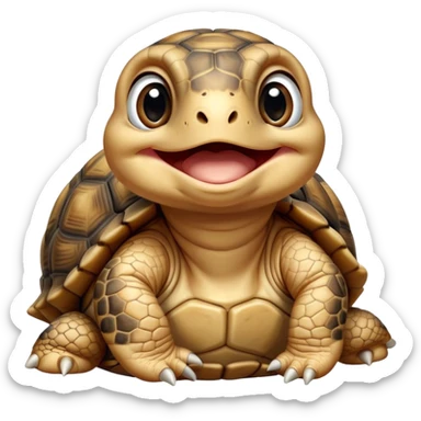 cinematic-yawning baby tortoise-realistic--emoji,,-cute-wise-face-peering-ahead-with-calm-determination,-cute large-eyes-reflecting-centuries of wisdom, sticker