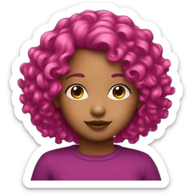 Girl curly magenta hair sticker