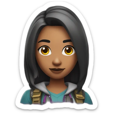 A girl in fortnite style sticker