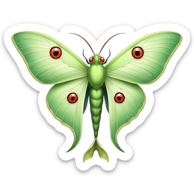 Luna moth with evil eyes on wings sticker