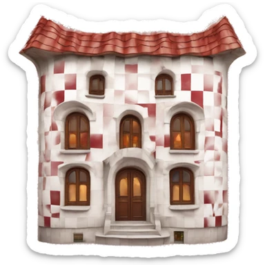 Gaudí red and white checker board walls house sticker