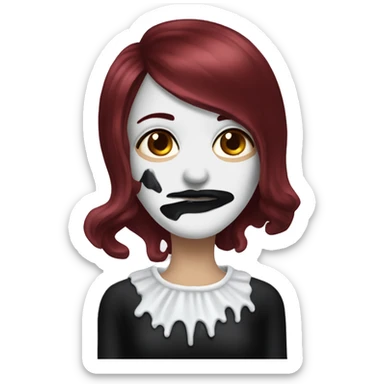 Dark Red haired goth Woman with shaving cream on her face sticker