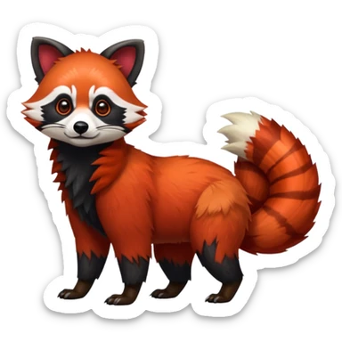 Realistic cool edgy 4-legged quadrupedal Red-Panda-Lemur-Raccoon-Dog-Red-Fox-animal-fusion-hybrid, Full body sticker